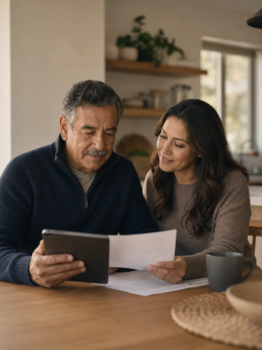 Patient and family member reviewing medical information together