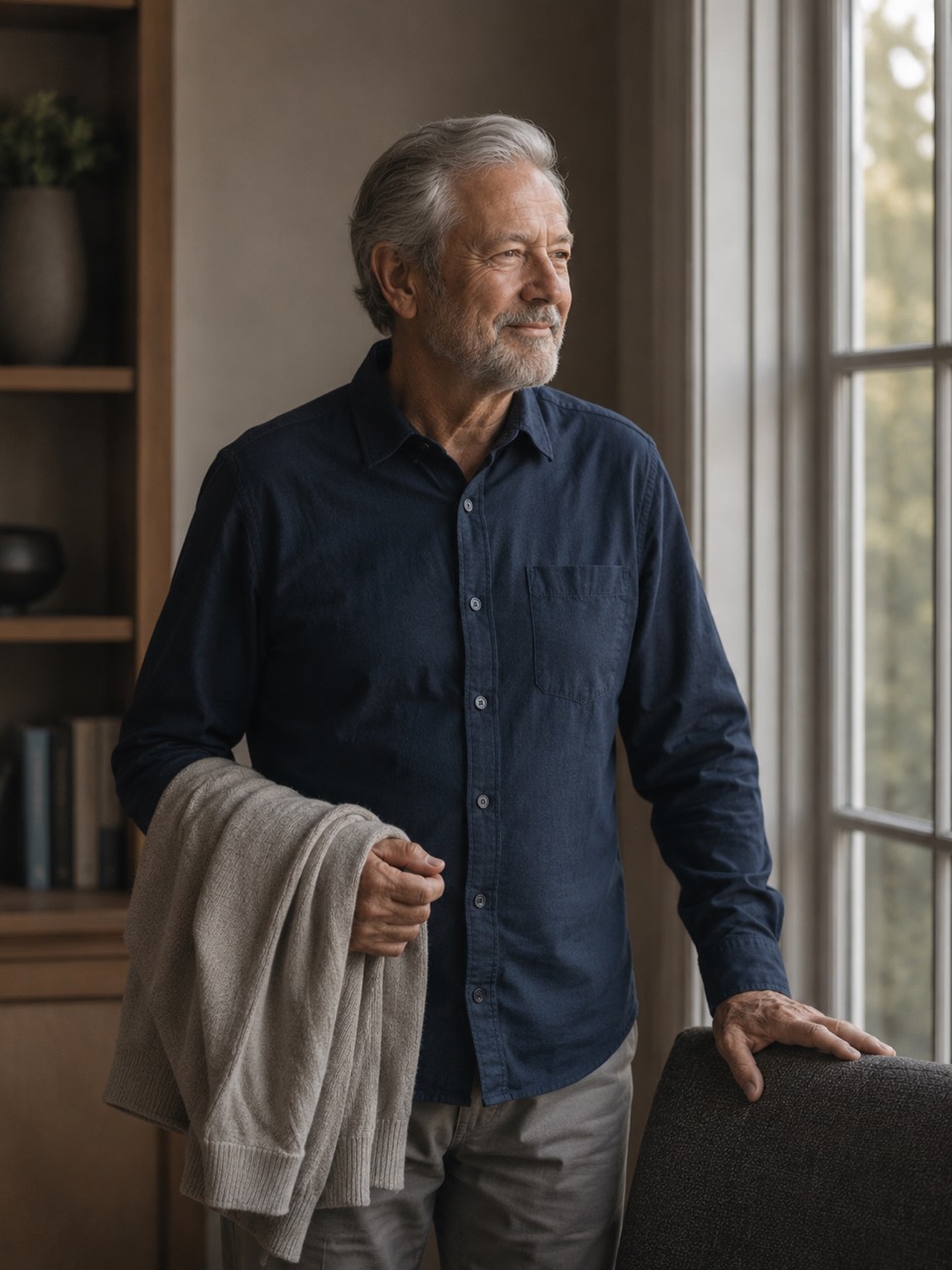 A man at home preparing for an important health decision