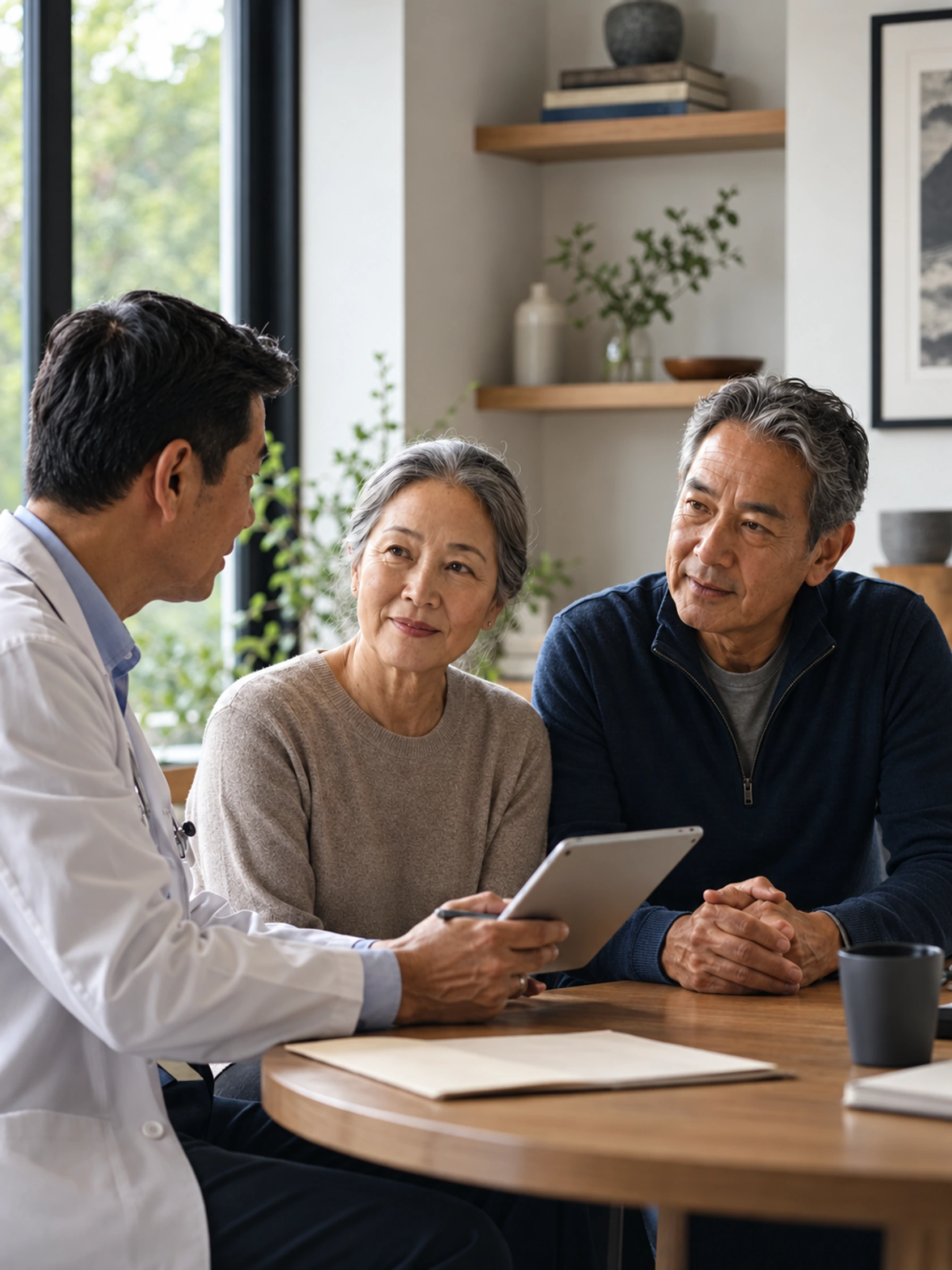 A couple reviewing health information together