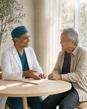 Two physicians discussing a cardiac case