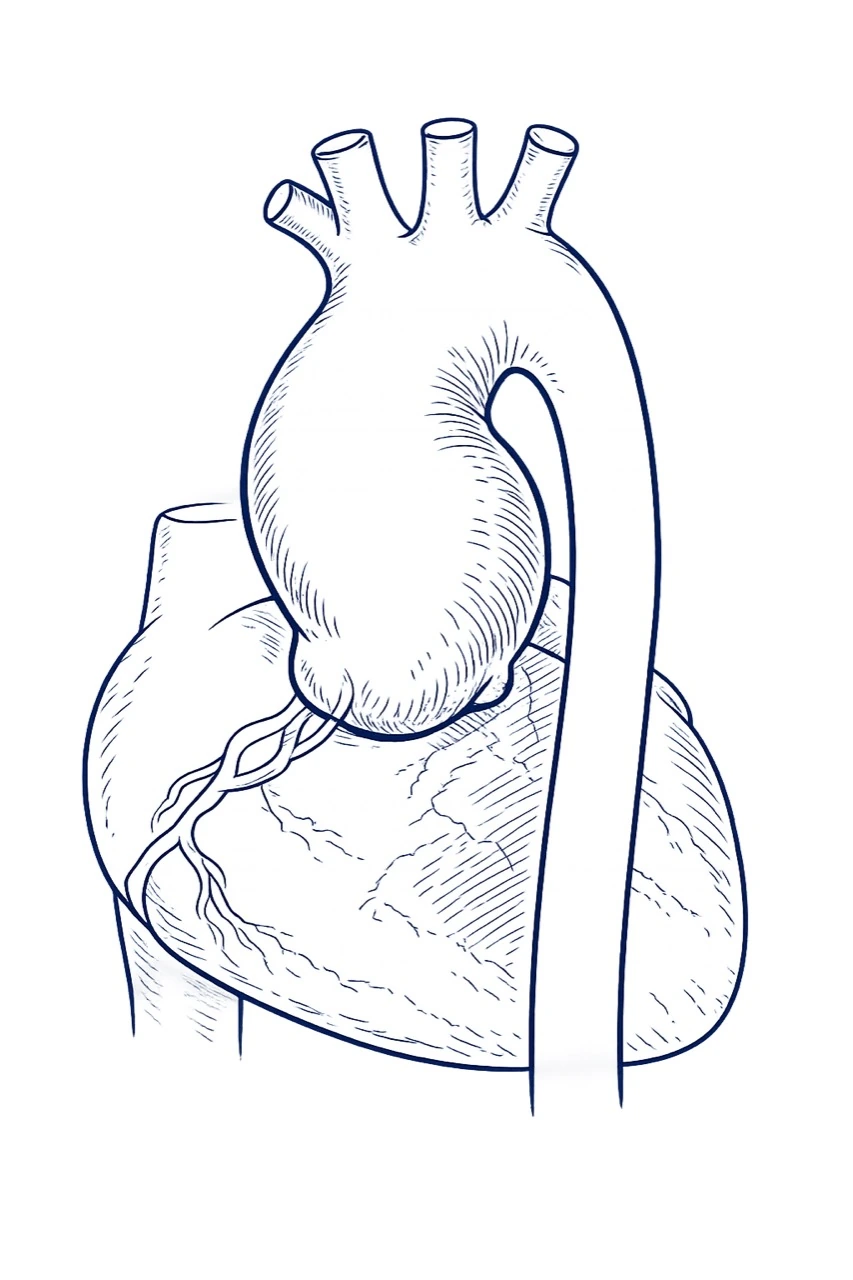 Clinical illustration of an ascending aortic aneurysm